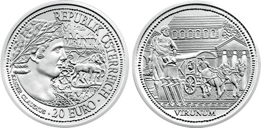 Austria 2010 20€ Rome On The Danube Virunum Silver Coin