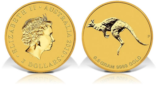 2010 Australia Mini Roo 0.5 Gram Gold Coin 