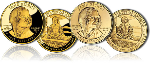 Jane Pierce First Spouse Gold Coins