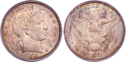 1901-S Barber half dollar