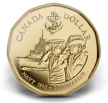 2010 Canadian Navy Centennial $1 Circulation Coin