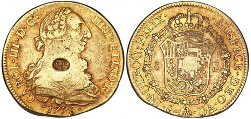 Carlos III 1775 Chile 8 Escudos or Doubloon