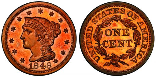 1848 Large Cent PCGS PR65 Cameo