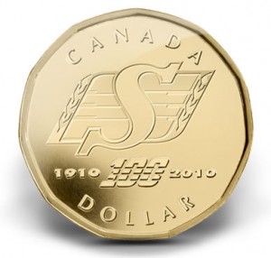 Saskatchewan Roughriders Centennial Canadian Dollar Coin