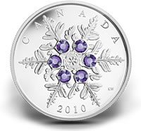 2010 Tanzanite Crystal Snowflake Silver Coin