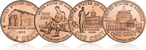 Four Bicentennial 2009 Lincoln Pennies