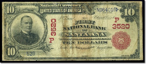 1902 $10 red seal First NB Santa Ana
