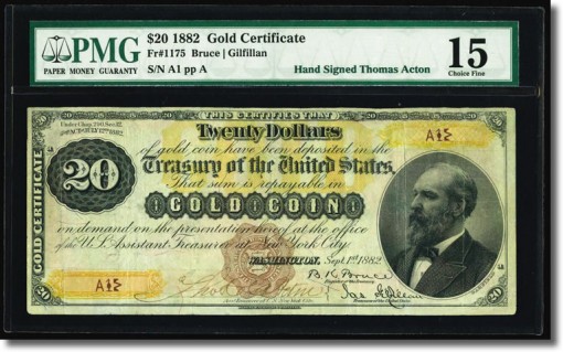 $20 1882 Gold Certificate