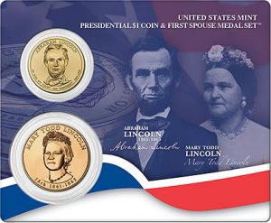 Lincoln Presidential $1 Coin & First Spouse Medal Set