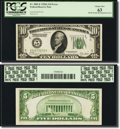 Richmond $10-$5 1928A Double Denomination