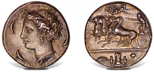 405-367 B.C. Sicily AR Decadrachm