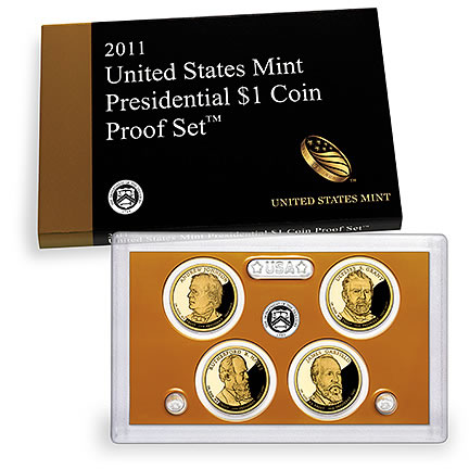 2011 U.S MINT 24K GOLD PRESIDENTIAL $1 DOLLAR COINS COMPLETE SET OF 4 *
