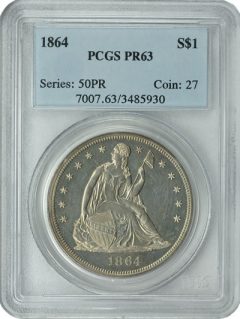 1864 Seated Silver Dollar