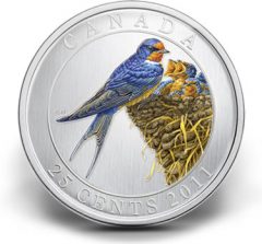 2011 25-Cent Barn Swallow Coloured Coin