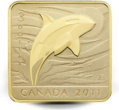 2011 $3 Orca Whale Silver Gold Plated Coin