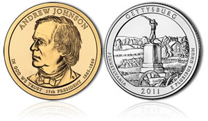 Johnson Dollar and Gettysburg Quarter