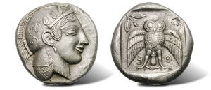 Silver Decadrachm Coin of Athens