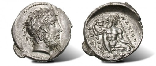 Silver Tetradrachm of Naxos in Sicily Ancient Coin