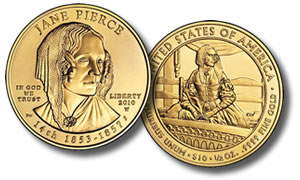 Uncirculated Jane Pierce First Spouse Gold Coin