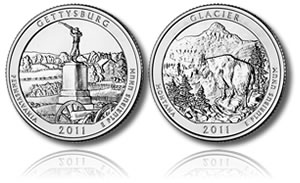 2011 Gettysburg and Glacier Coins