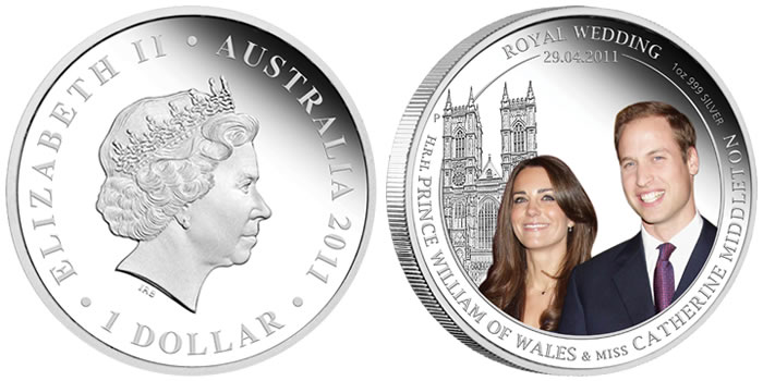 Australia 2011 1$ Royal Wedding Prince William 1 Oz .999 Proof Silver Coin 