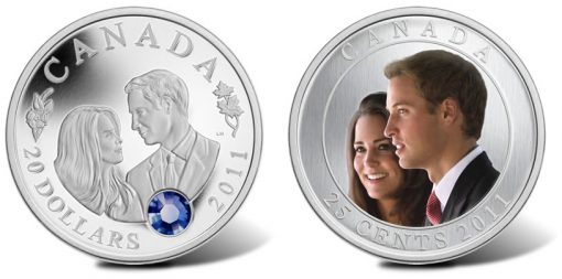 Canadian $20 Silver and 25-Cent Steel Royal Wedding Coins