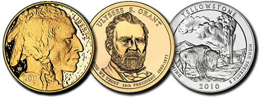 $50 Gold Buffalo Coin, Ulysses S. Grant Dollar, Yellowstone Silver Uncirculated Coin
