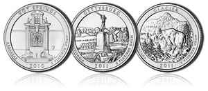 Hot Springs, Gettysburg and Glacier ATB Coins