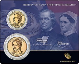 Johnson Presidential $1 Coin & First Spouse Medal Set