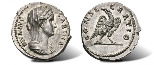Senarius of Diva Sabina ancient coin