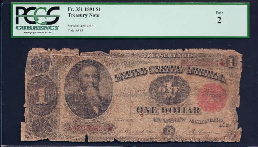 Fr  351 1891 $1 Treasury Note Fair 2