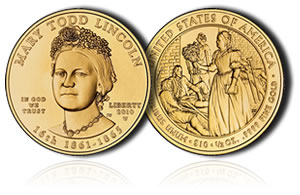 uncirculated Mary Todd Lincoln First Spouse Gold Coin
