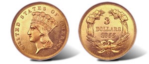 1855-S proof $3 gold