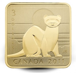 2011 $3 Black Footed Ferret Gold-Plated Silver Coin