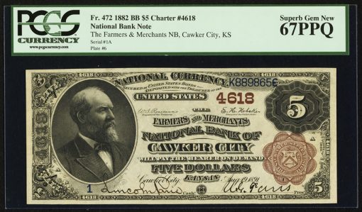$5 1882 Brown Back Fr. 472 The Farmers & Merchants NB Ch. # 4618