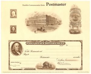 Franklin Commemorative Postmaster Intaglio Print