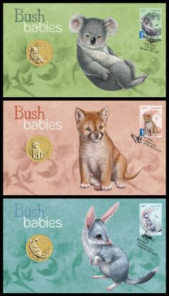 Koala, Dingo, and Bilby Stamp and Coin Covers