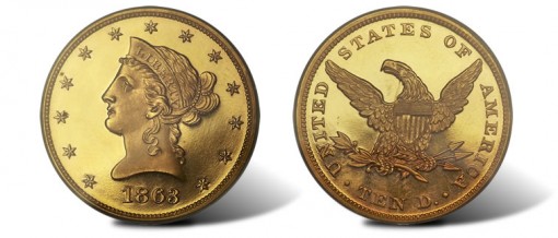 Rare Gem Proof Deep Cameo 1863 Eagle