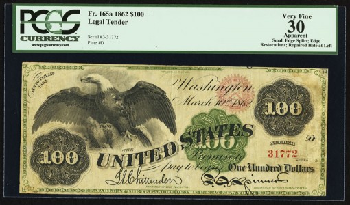 1862 $100 Spread Eagle note