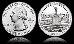 2011-P Gettysburg National Military Park Five Ounce Silver Uncirculated Coin