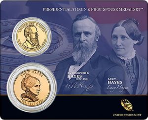 Hayes Presidential $1 Coin & First Spouse Medal Set