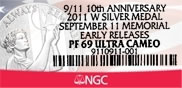 NGC Label for September 11 National Medals