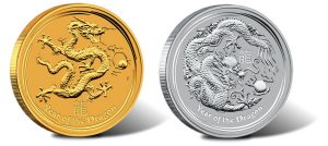 Australian 2012 Year of the Dragon Gold and Silver Bullion Coins