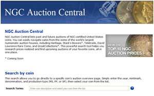 NGC Auction Central search tool