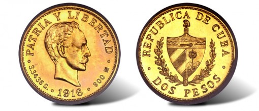 Republic gold 2 Pesos 1916