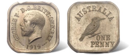 1919 George V copper-nickel pattern Kookaburra penny