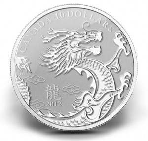2012 YEAR OF THE DRAGON $10 SILVER COIN
