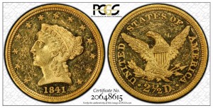 circualtion strike 1841 Quarter Eagle PCGS MS61