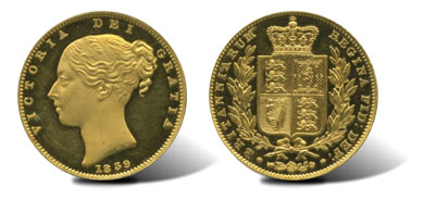 1839 Victoria (1837-1901), Proof Gold Sovereign