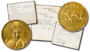 1916 Chinese Dragon Gold Dollar and U.S. Mint Receipts
